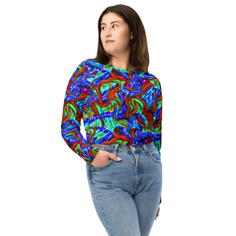 Bluefire Maze on Long Sleeve Crop Top — Front
