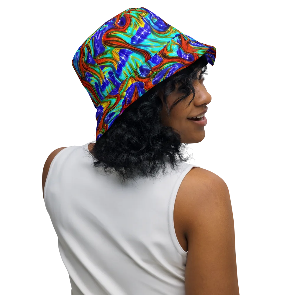 Bluefire Maze on Reversible Bucket Hat — Right Outside