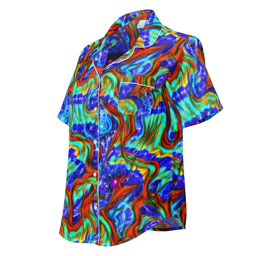 Bluefire Maze on Women's Short Sleeve Pajama Top — Left Front