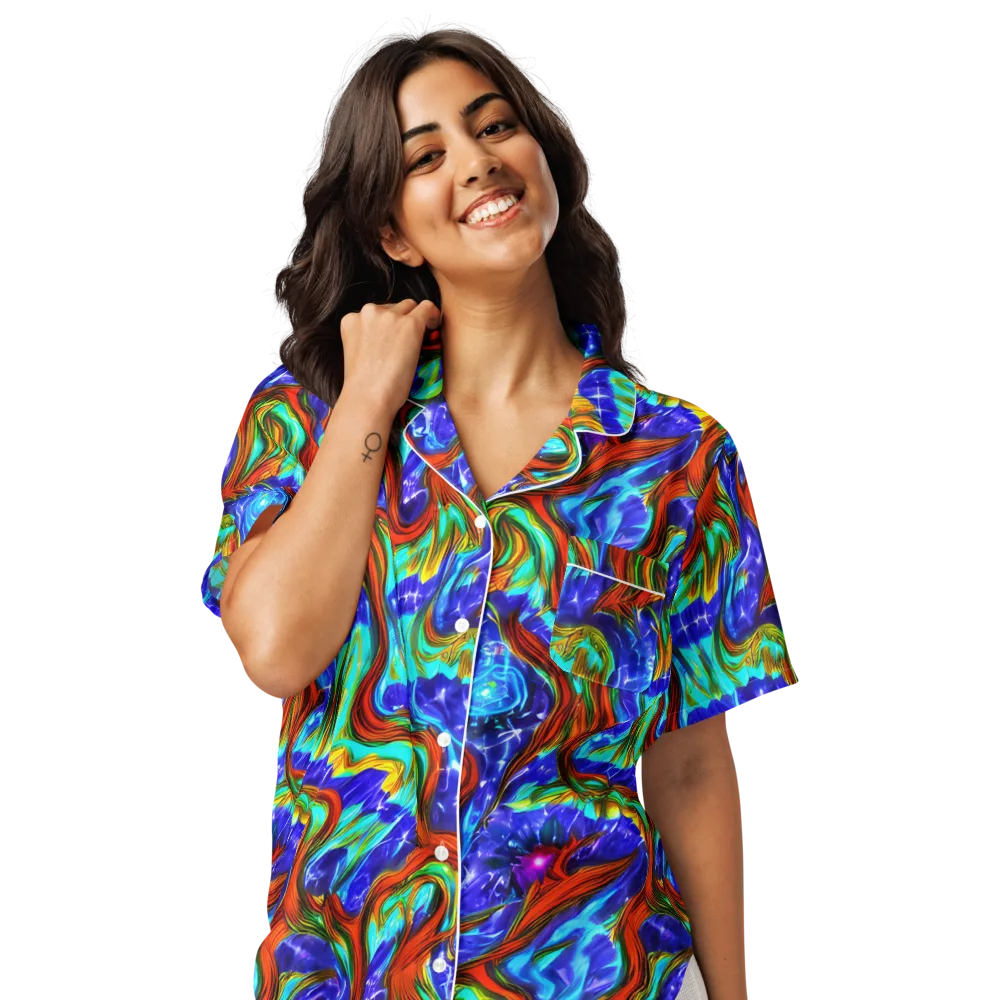 Bluefire Maze on Women's Short Sleeve Pajama Top — Front