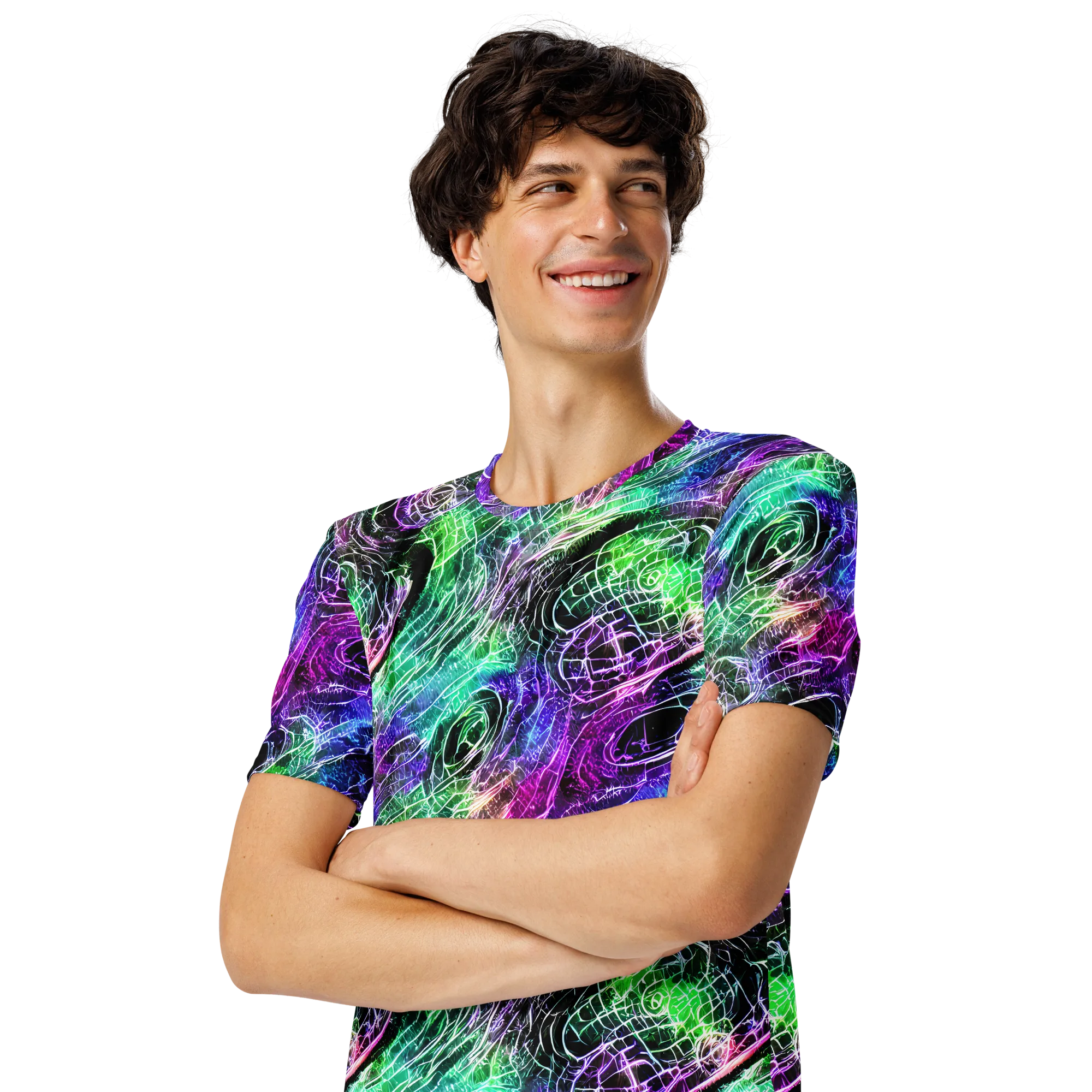 Neon Venom on Men's Crew Neck T-Shirt — Left Front