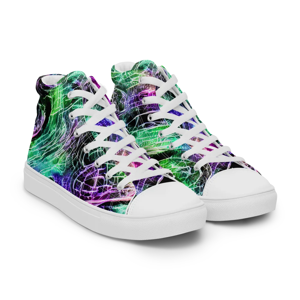Neon Venom on Men's High Top Canvas Shoes — Right Front