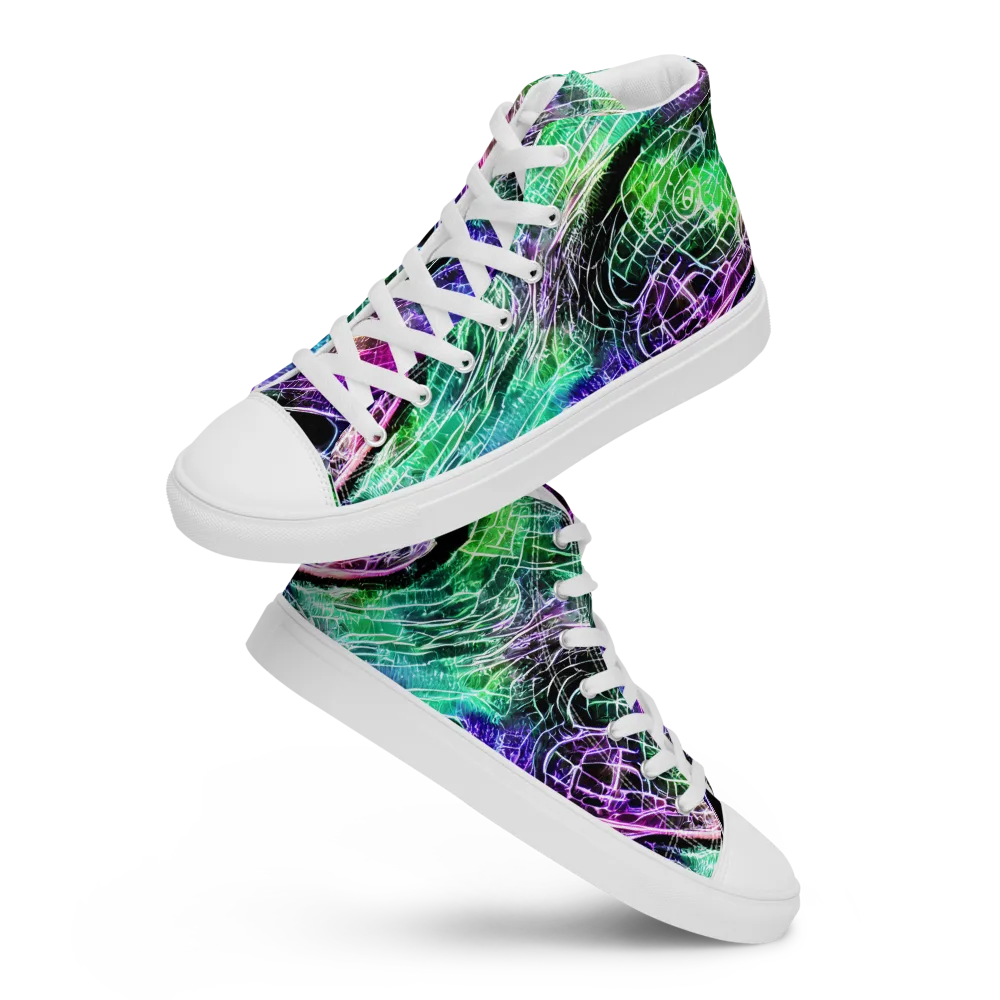 Neon Venom on Men's High Top Canvas Shoes — Front