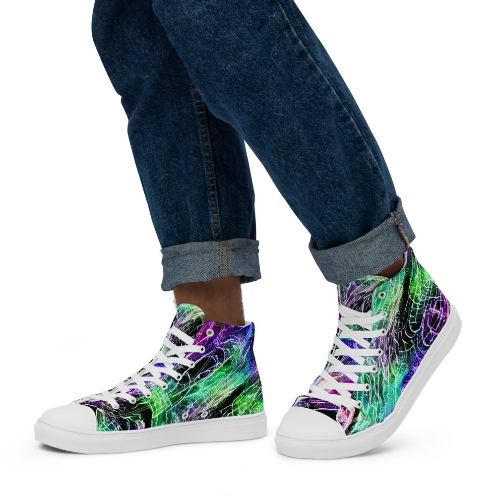 Neon Venom on Men's High Top Canvas Shoes — Left