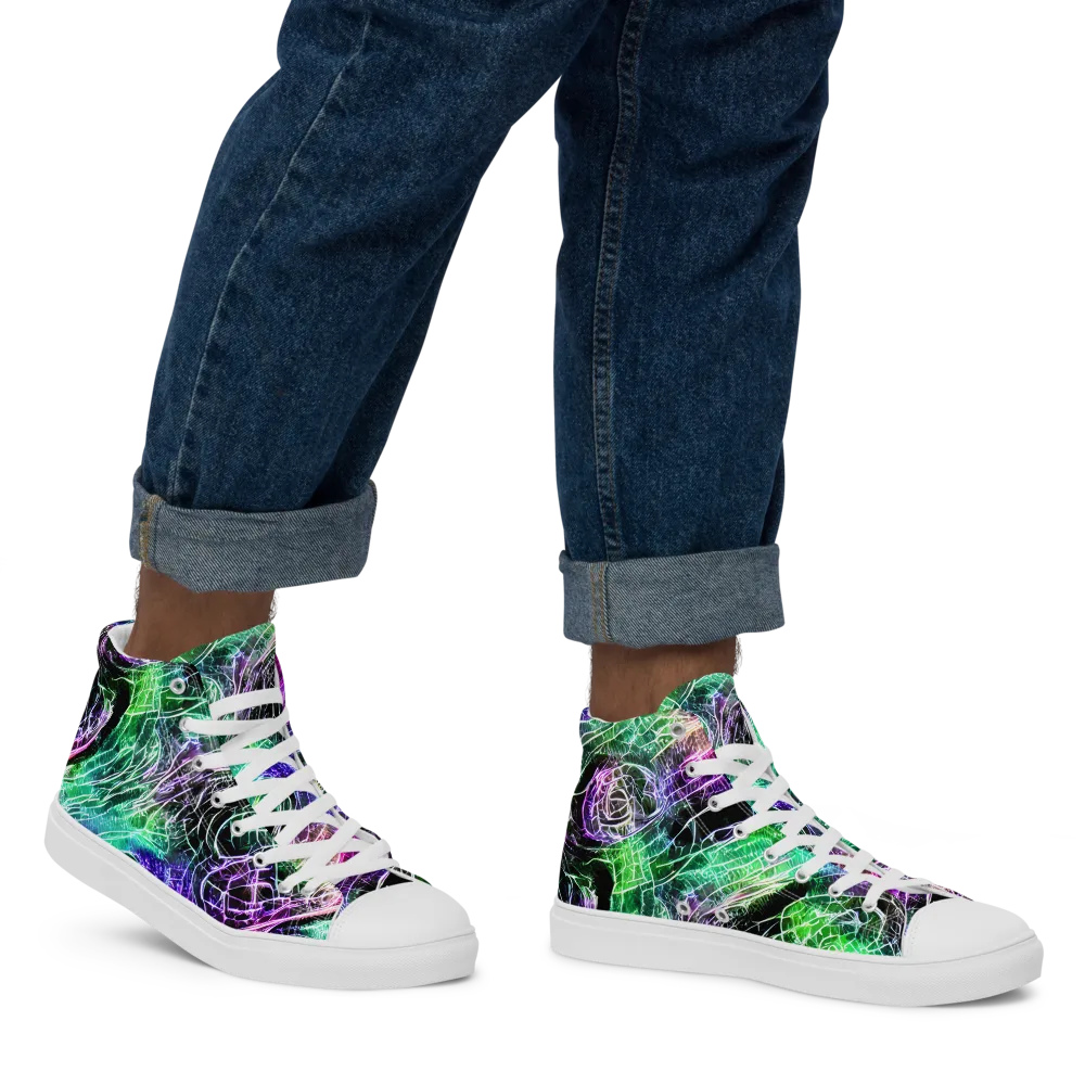 Neon Venom on Men's High Top Canvas Shoes — Right