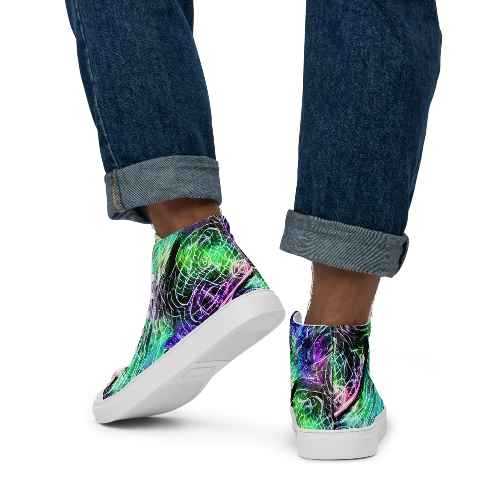 Neon Venom on Men's High Top Canvas Shoes — Back
