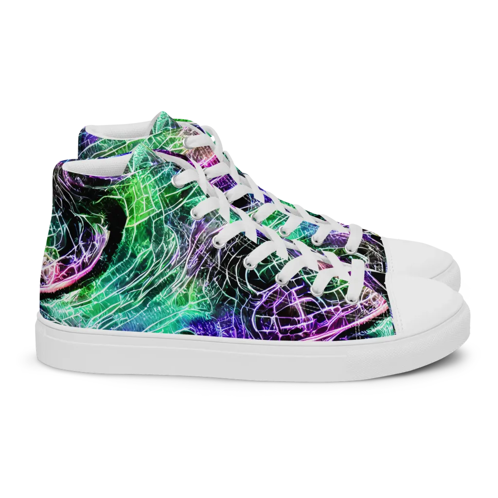 Neon Venom on Women's High Top Canvas Shoes — Right