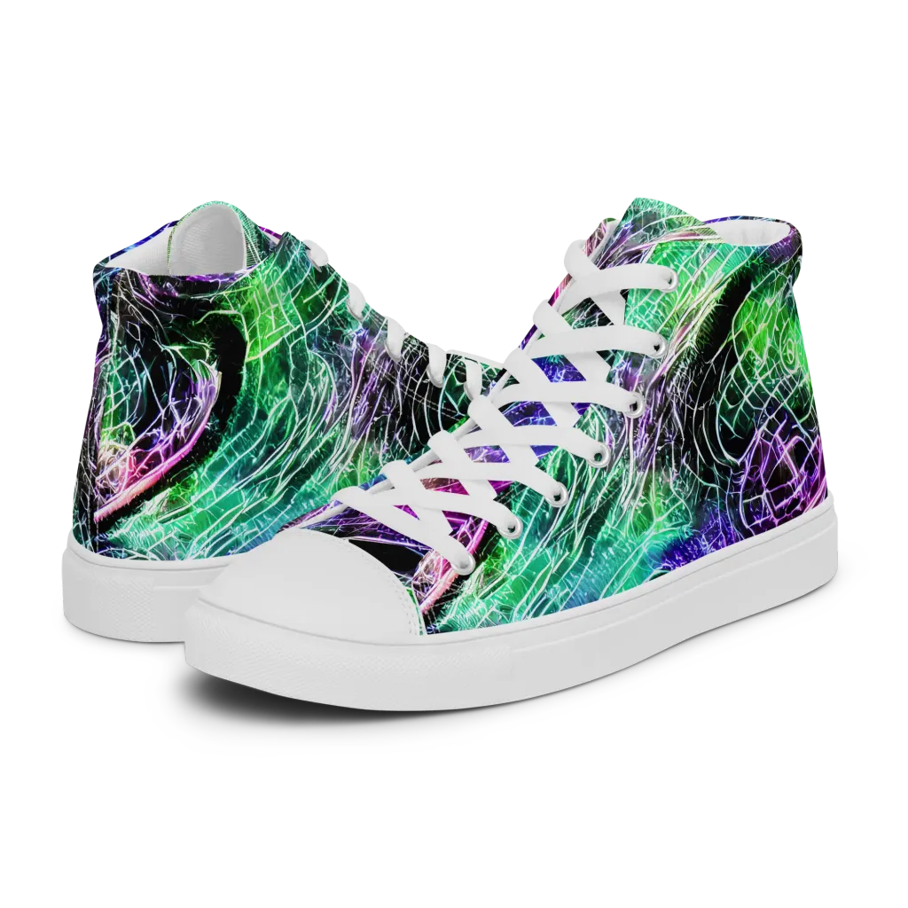 Neon Venom on Women's High Top Canvas Shoes — Left