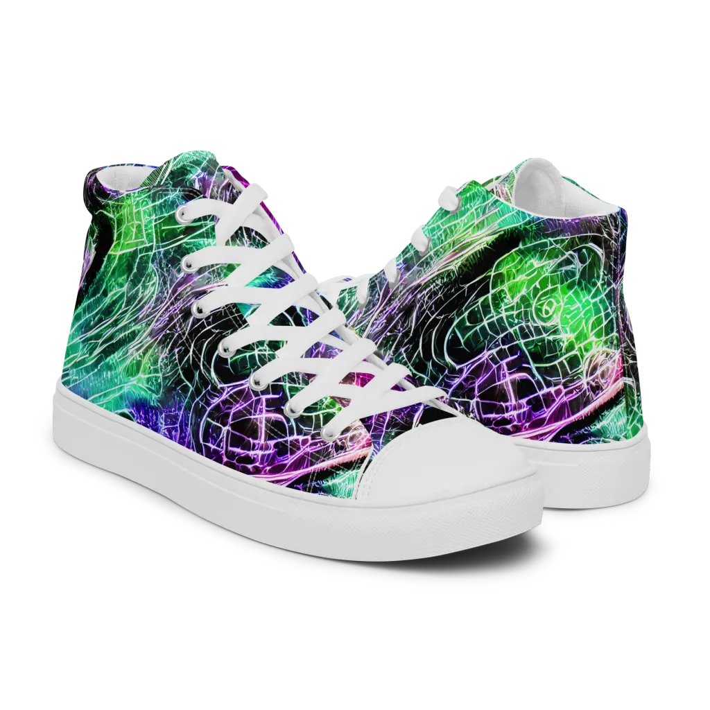 Neon Venom on Women's High Top Canvas Shoes — Right
