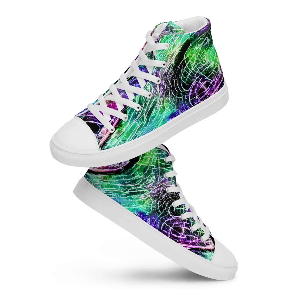 Neon Venom on Women's High Top Canvas Shoes — Front