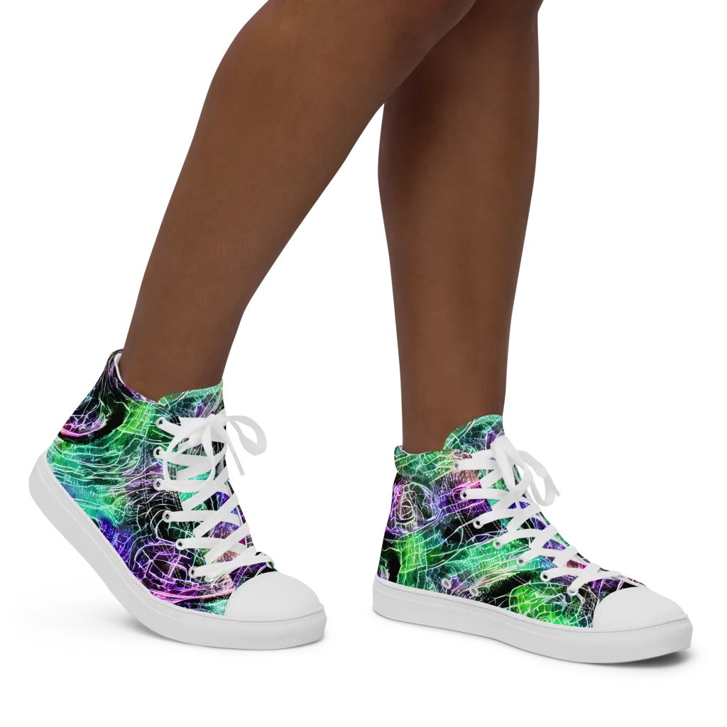 Neon Venom on Women's High Top Canvas Shoes — Right