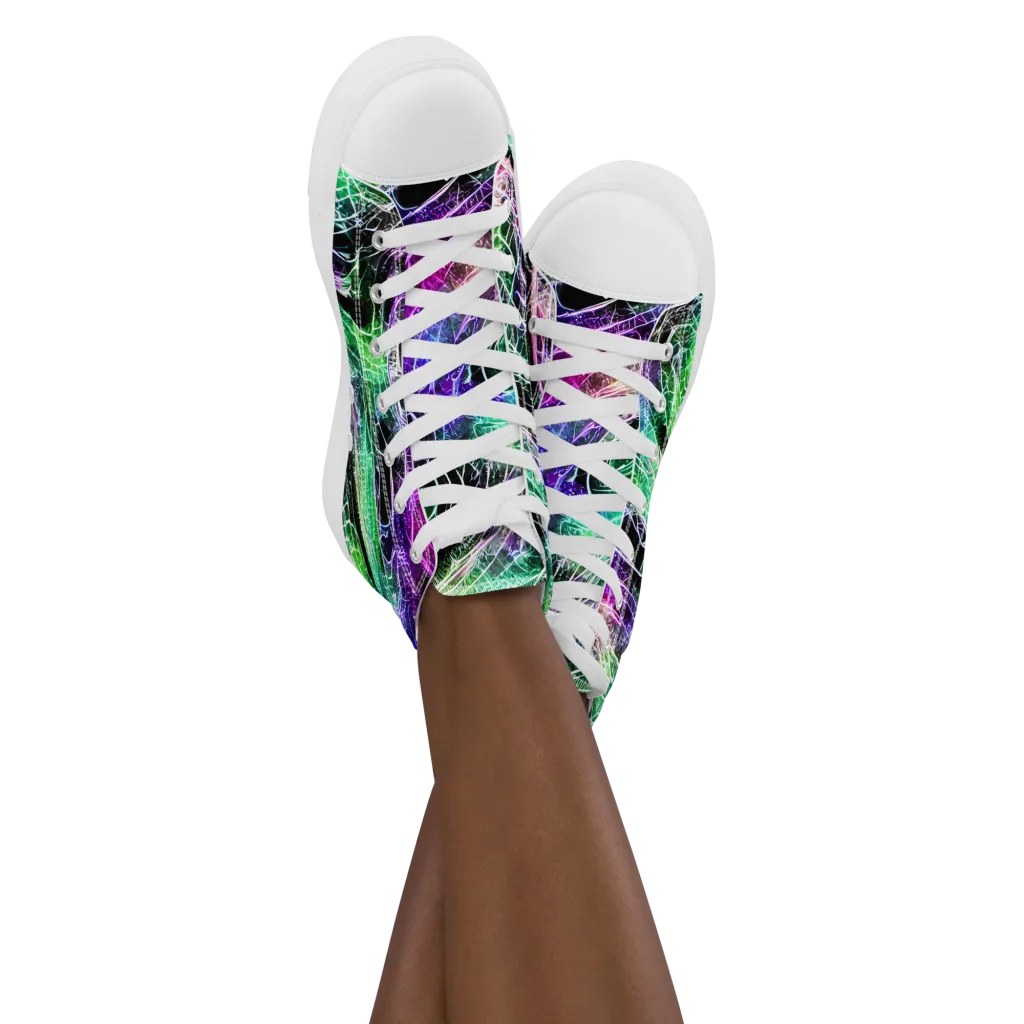 Neon Venom on Women's High Top Canvas Shoes — Front
