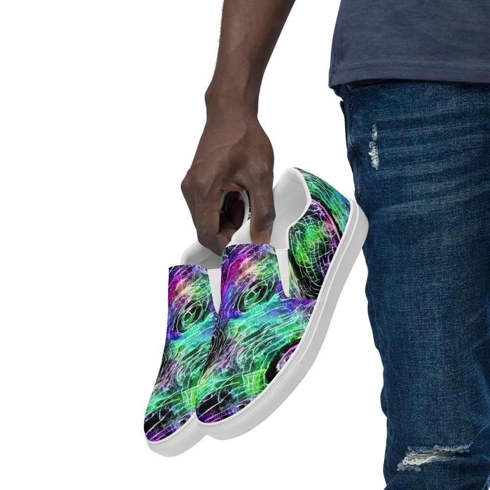 Neon Venom on Men's Slip-On Canvas Shoes — Left Front