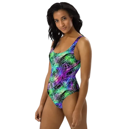 Neon Venom on a One-Piece Swimsuit