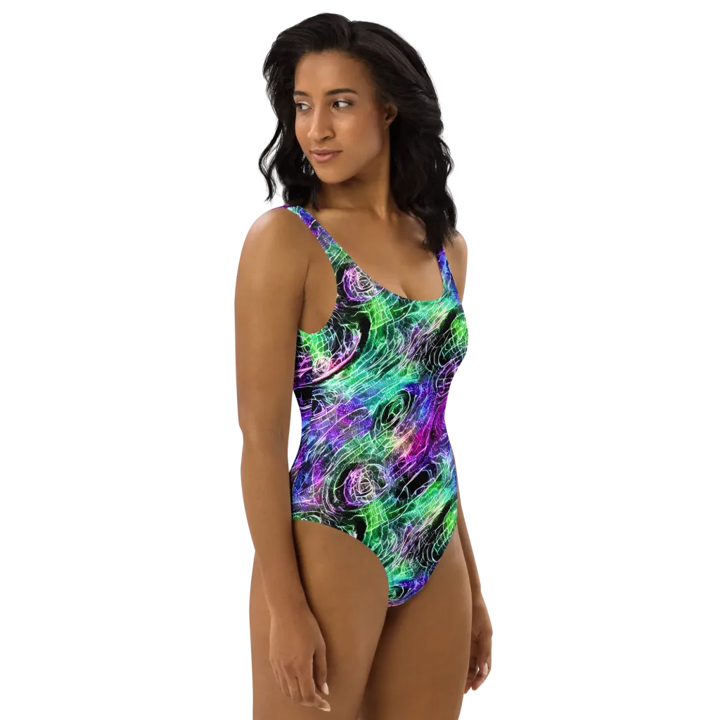 Neon Venom on One-Piece Swimsuit — Right
