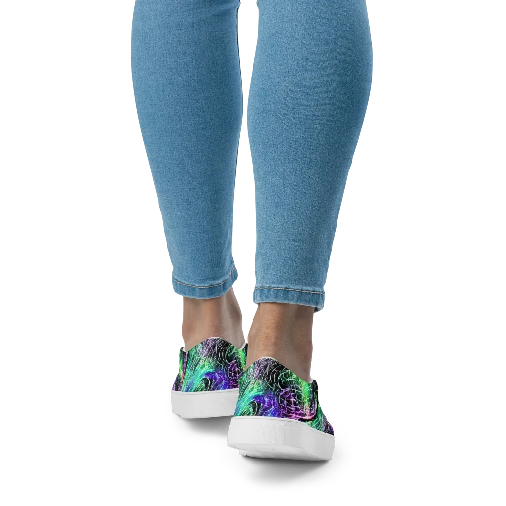 Neon Venom on Women's Slip-On Canvas Shoes — Back