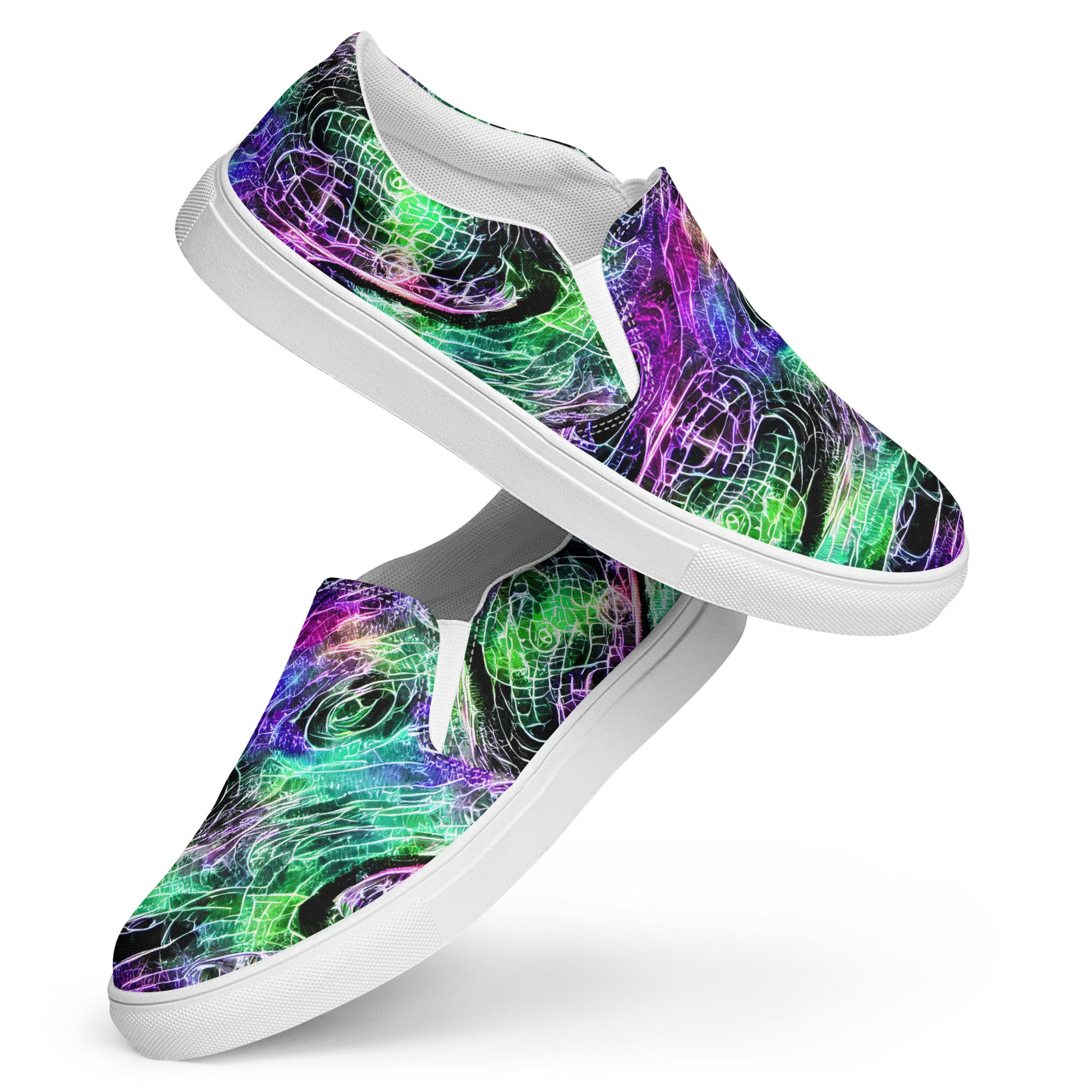 Neon Venom on Women's Slip-On Canvas Shoes — Front