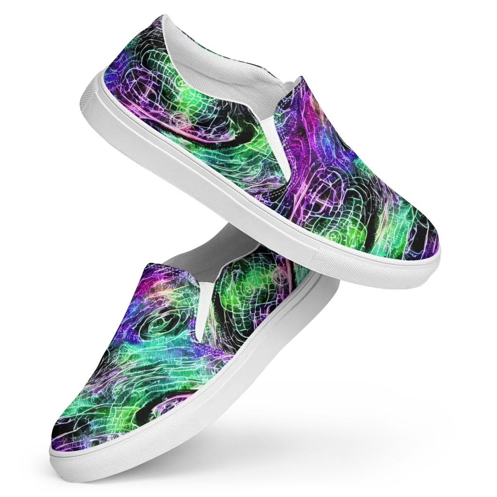 Neon Venom on Women's Slip-On Canvas Shoes — Front