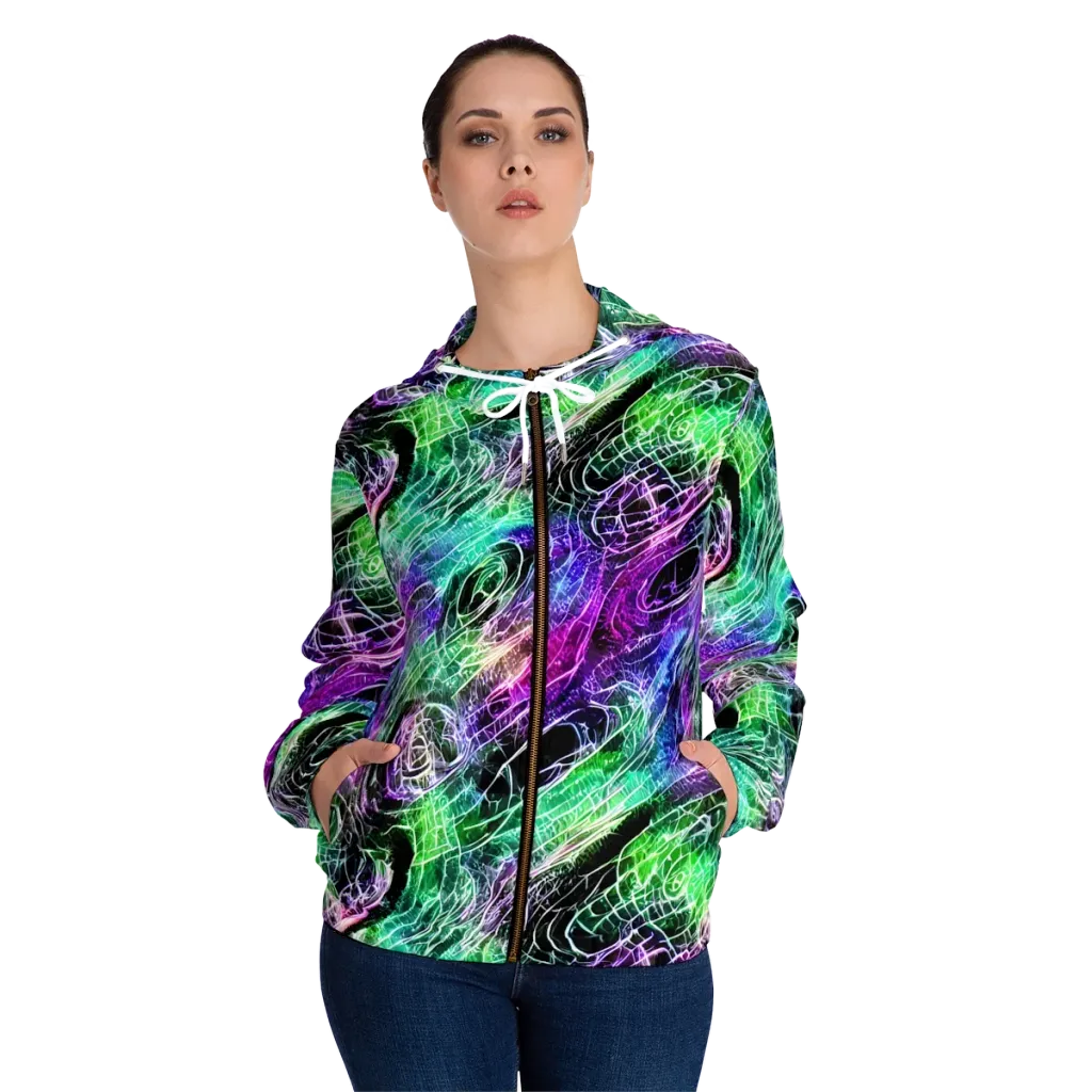 Neon Venom on Women's Full-Zip Hoodie — Front On Person