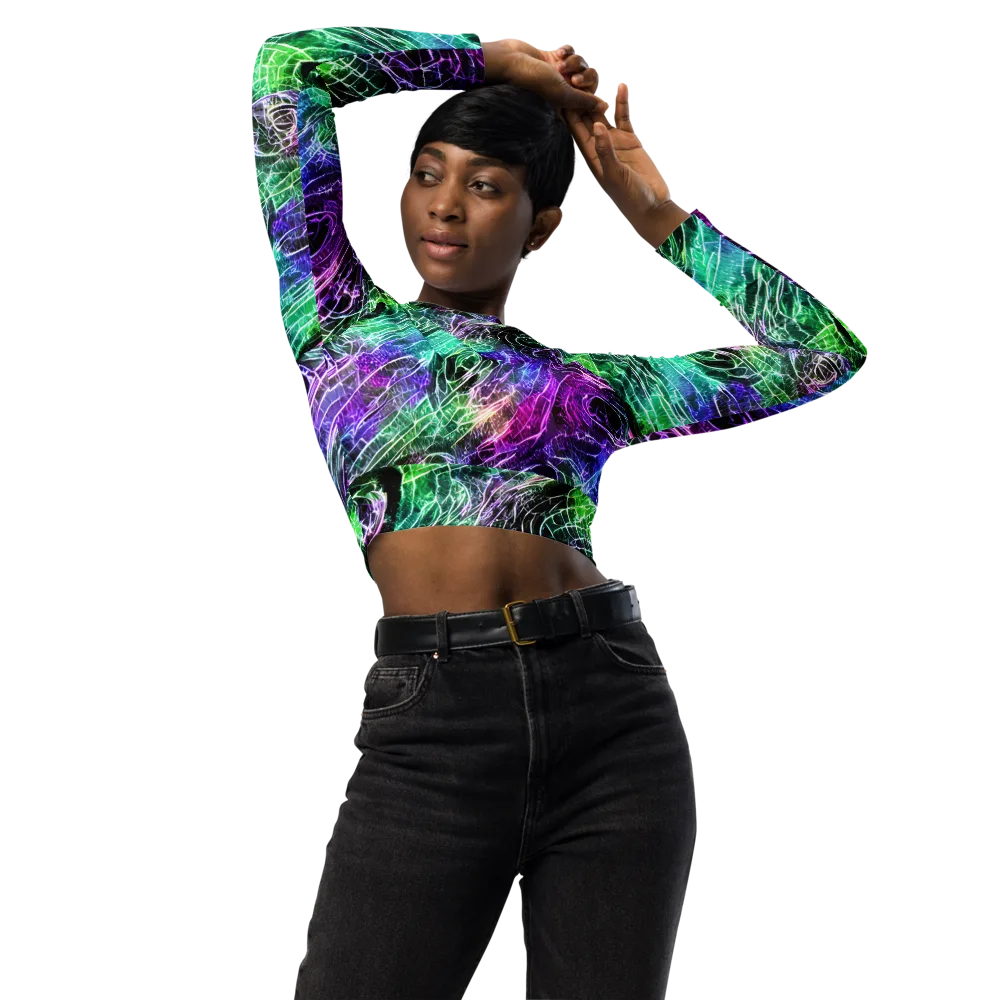 Neon Venom on Long Sleeve Crop Top — Front