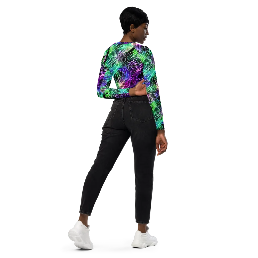 Neon Venom on Long Sleeve Crop Top — Right Back