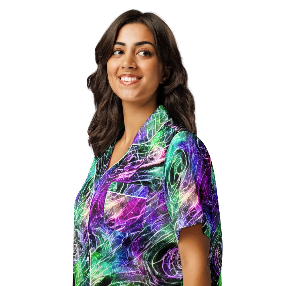 Neon Venom on Women's Short Sleeve Pajama Top — Left Front