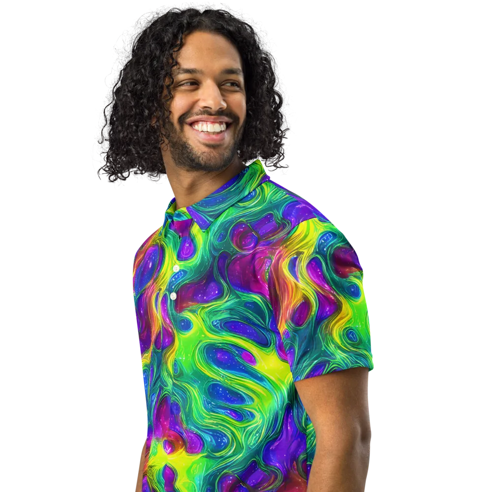 Radiant Ooze on Men's Slim Fit Polo Shirt — Left Front