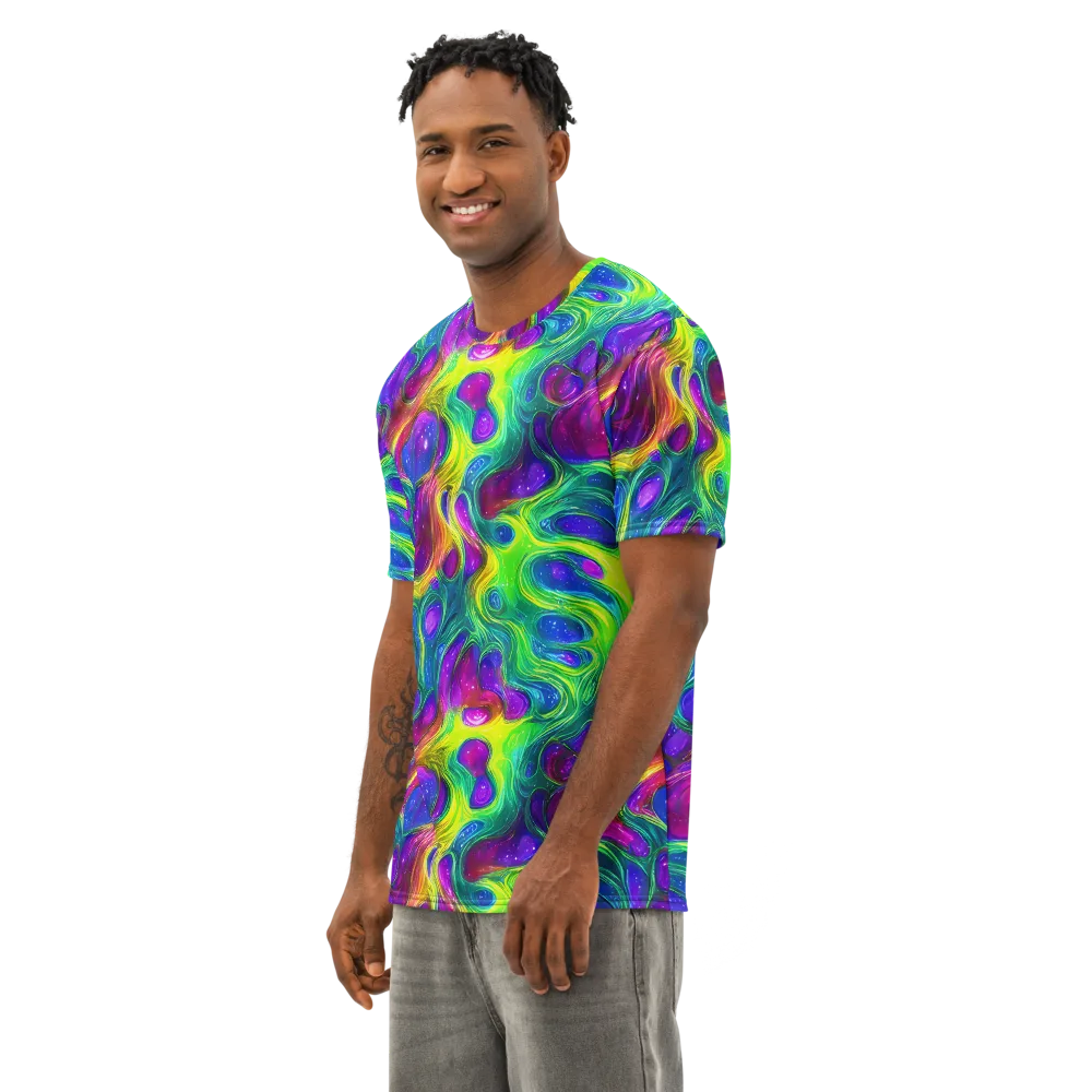 Radiant Ooze on Men's Cotton Crew Neck T-Shirt — Left Front