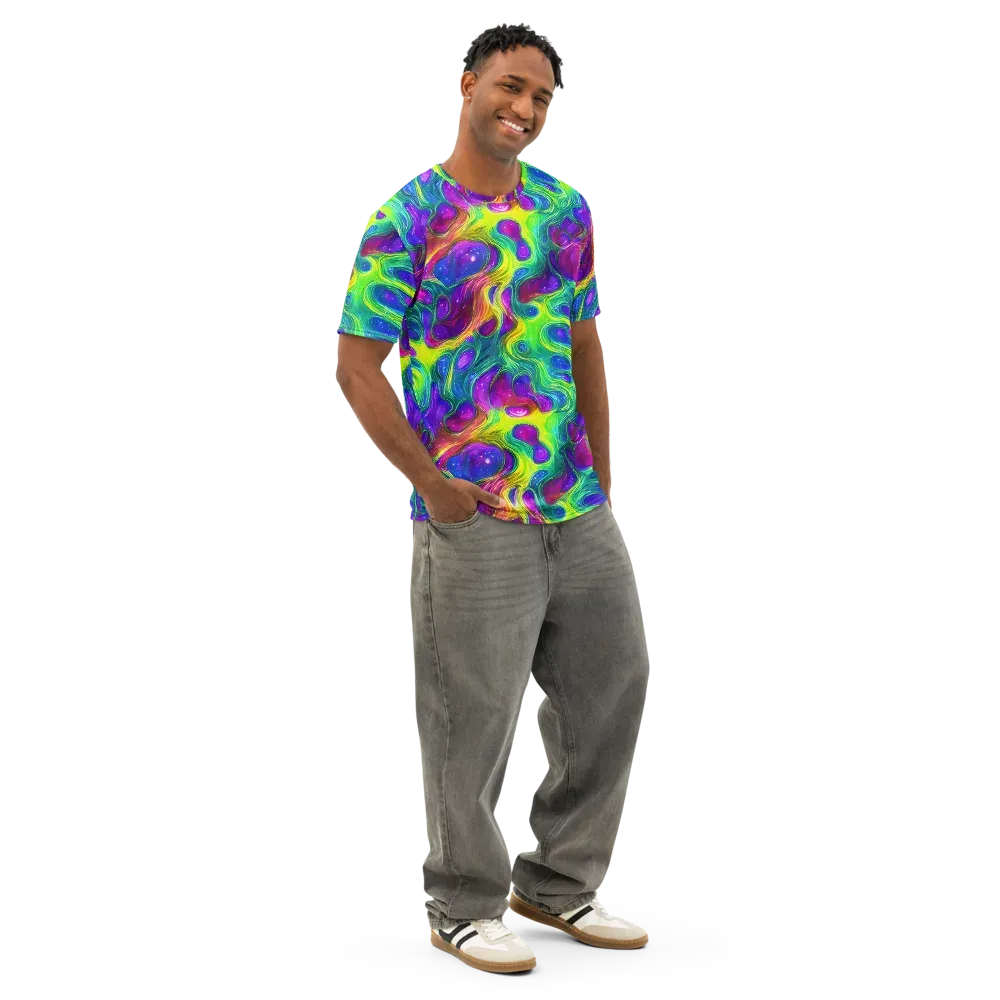 Radiant Ooze on Men's Cotton Crew Neck T-Shirt — Right Front