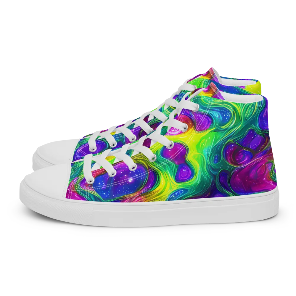 Radiant Ooze on Men's High Top Canvas Shoes — Left