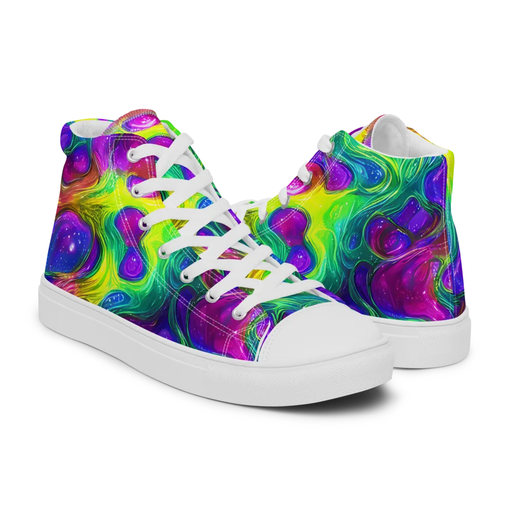Radiant Ooze on Men's High Top Canvas Shoes — Right
