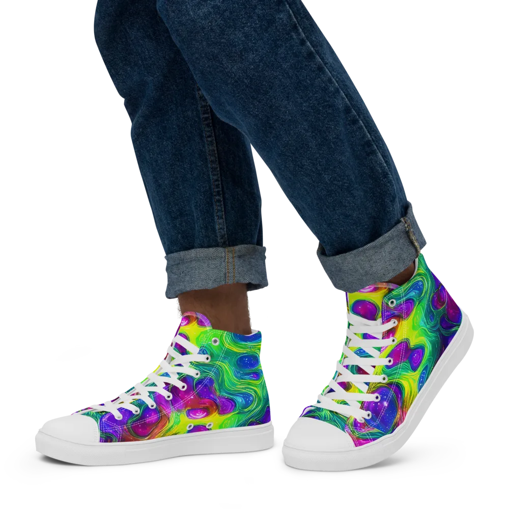 Radiant Ooze on Men's High Top Canvas Shoes — Left