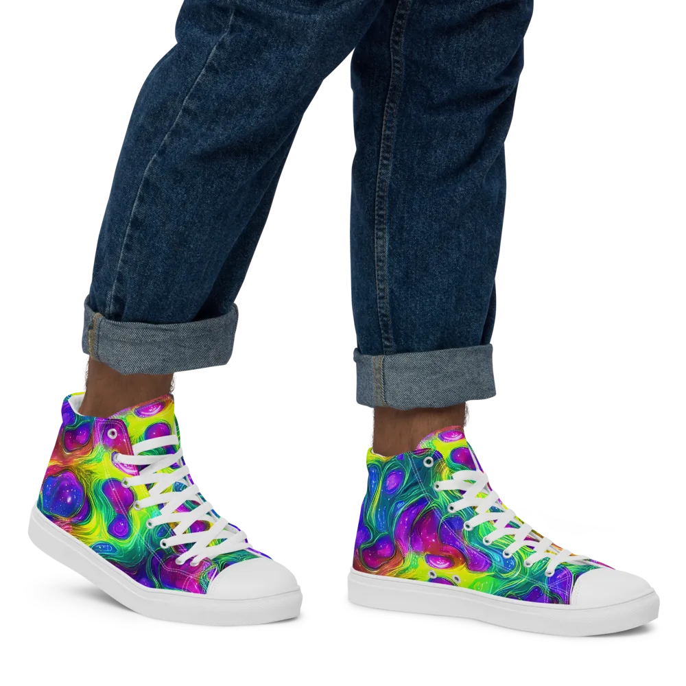 Radiant Ooze on Men's High Top Canvas Shoes — Right