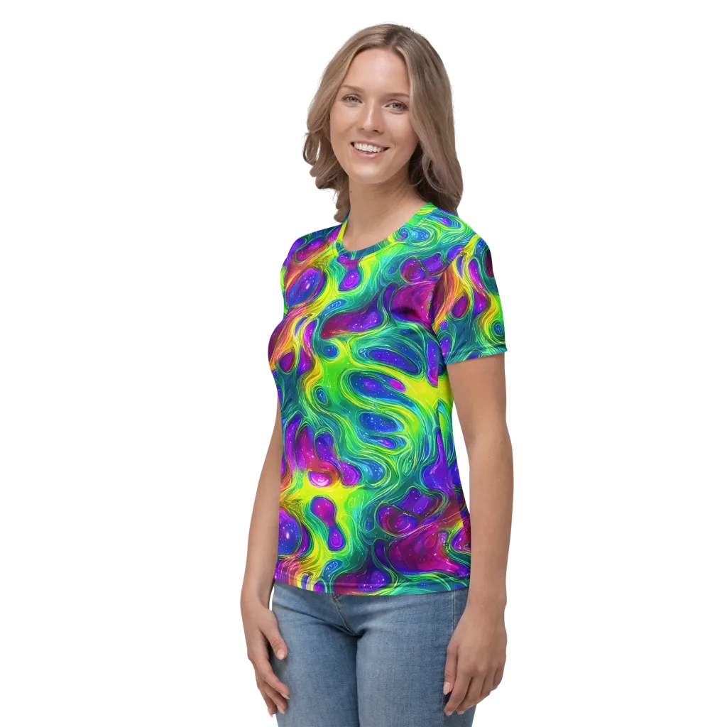 Radiant Ooze on Women's Crew Neck T-Shirt — Left
