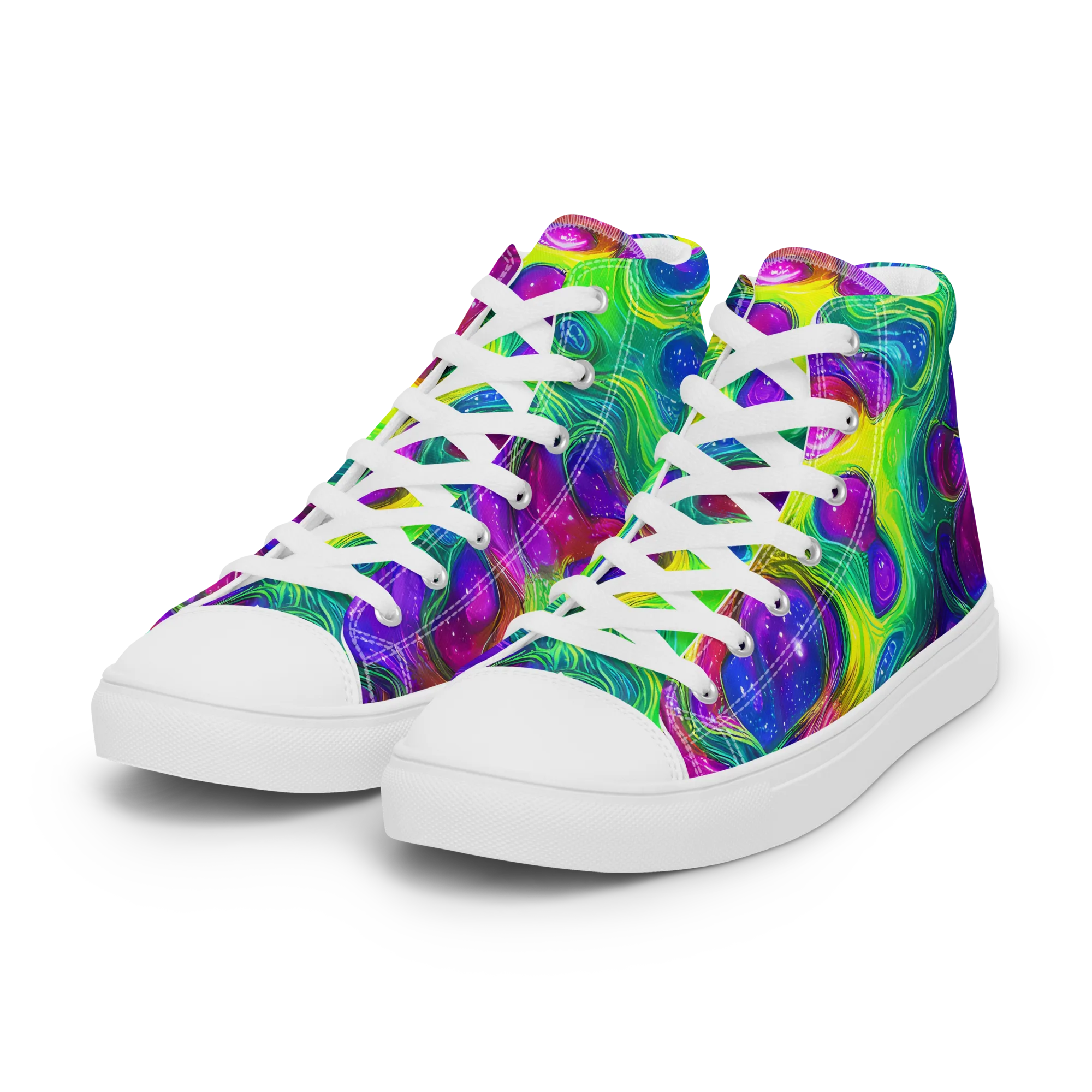 Radiant Ooze on Women's High Top Canvas Shoes — Left Front