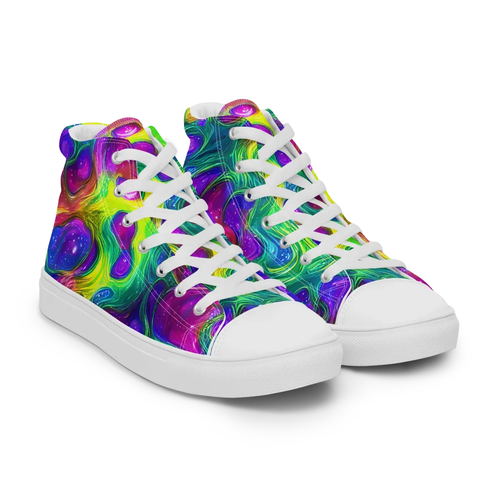 Radiant Ooze on Women's High Top Canvas Shoes — Right Front