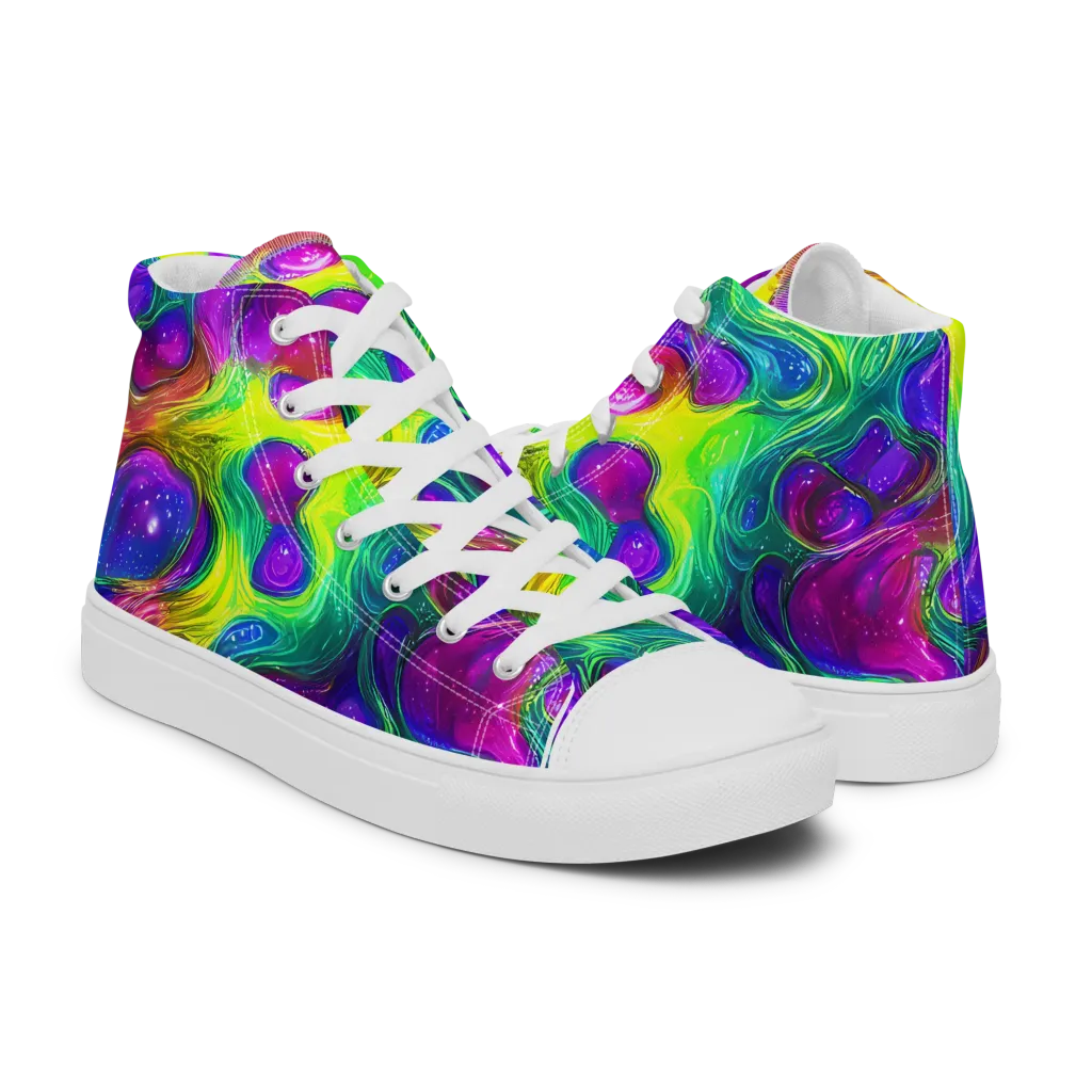 Radiant Ooze on Women's High Top Canvas Shoes — Right