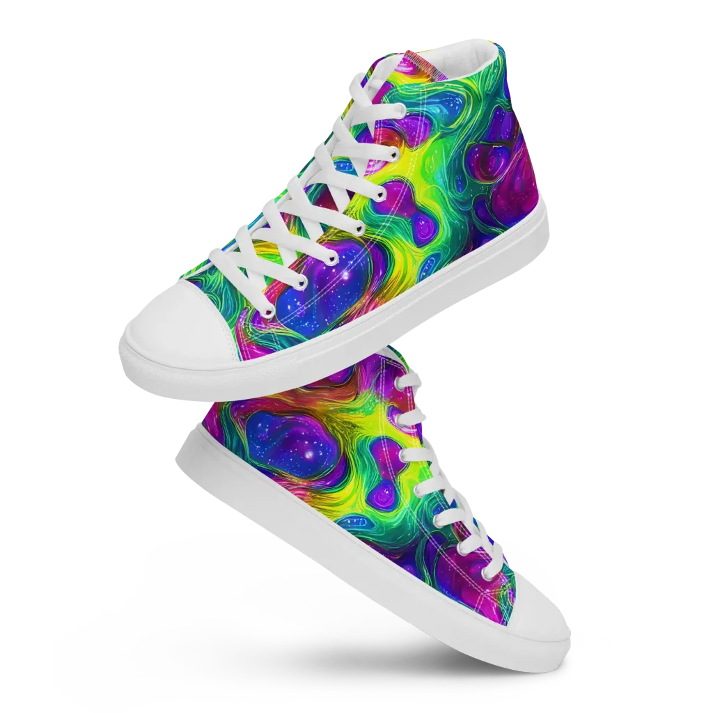 Radiant Ooze on Women's High Top Canvas Shoes — Front