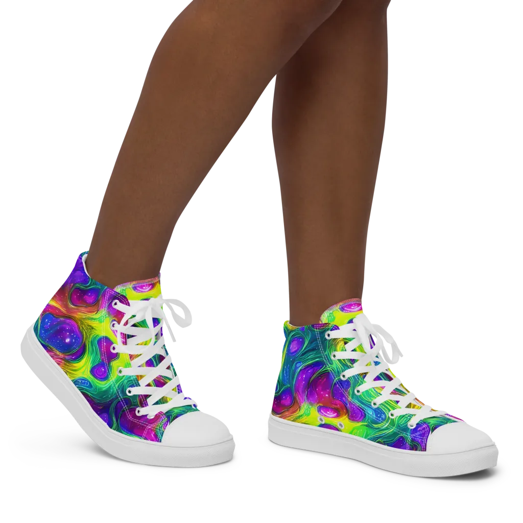 Radiant Ooze on Women's High Top Canvas Shoes — Right
