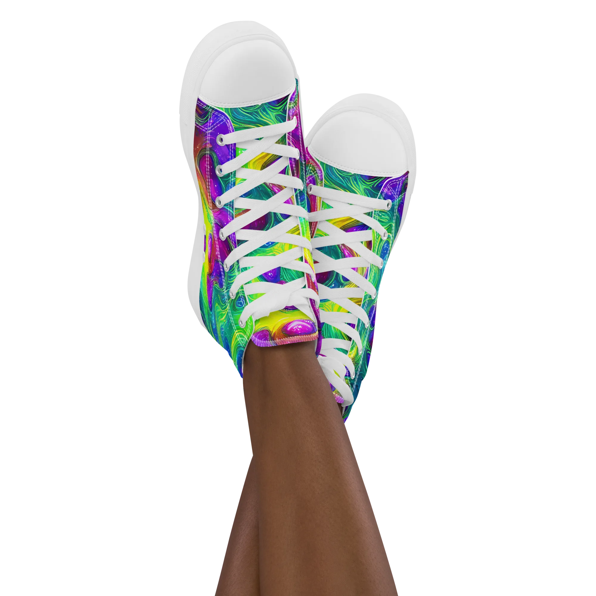Radiant Ooze on Women's High Top Canvas Shoes — Front