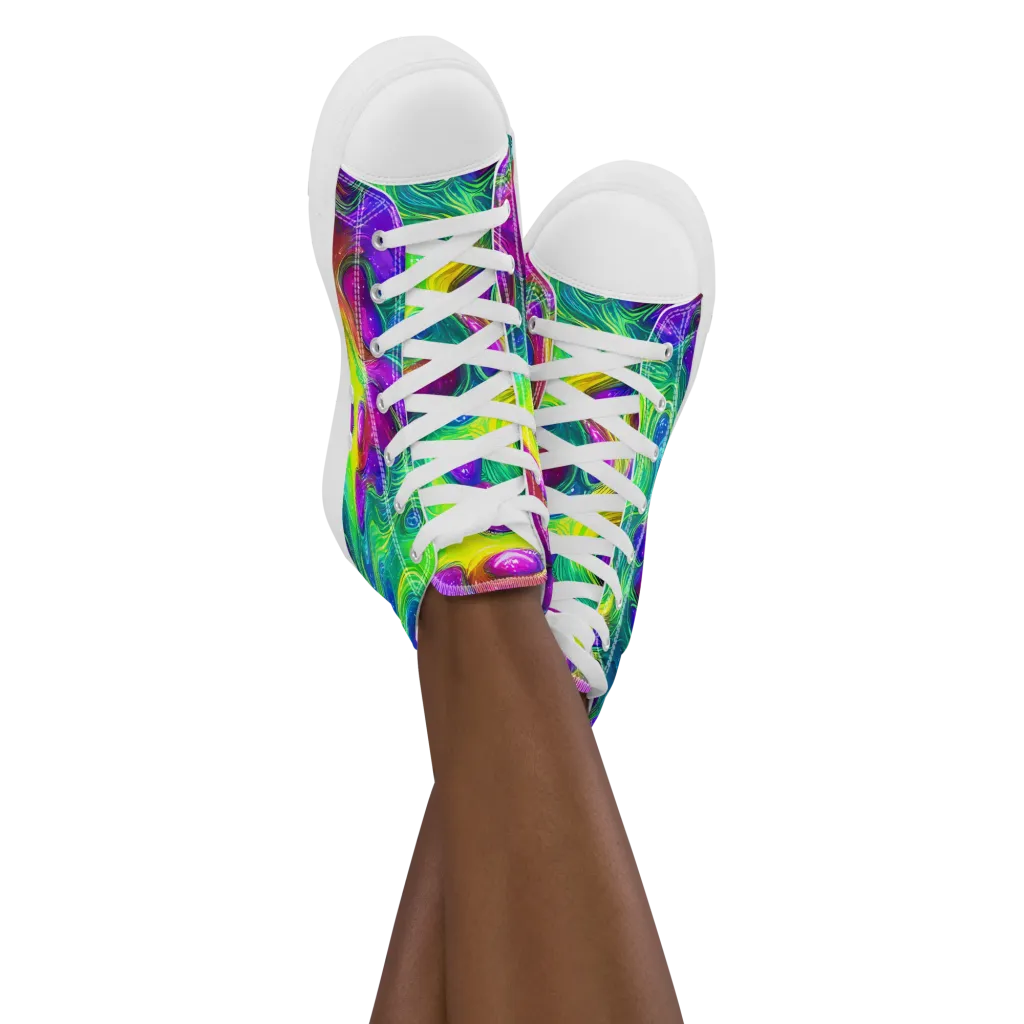 Radiant Ooze on Women's High Top Canvas Shoes — Front