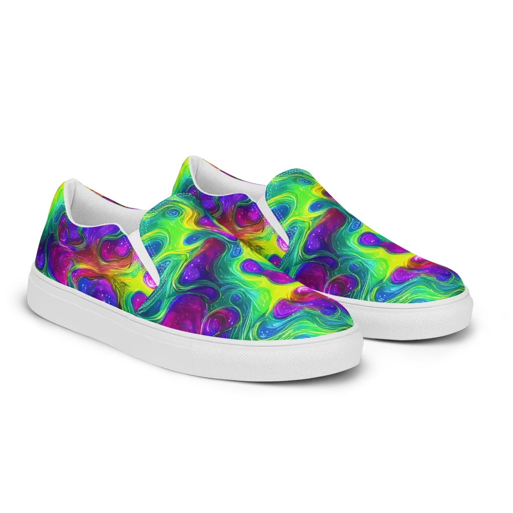 Radiant Ooze on Men's Slip-On Canvas Shoes — Right Front