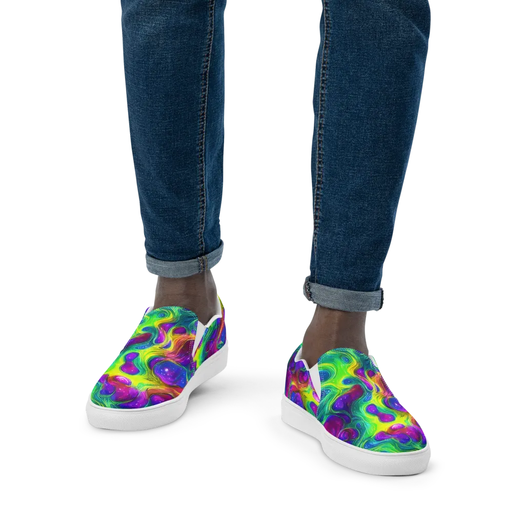 Radiant Ooze on Men's Slip-On Canvas Shoes — Front