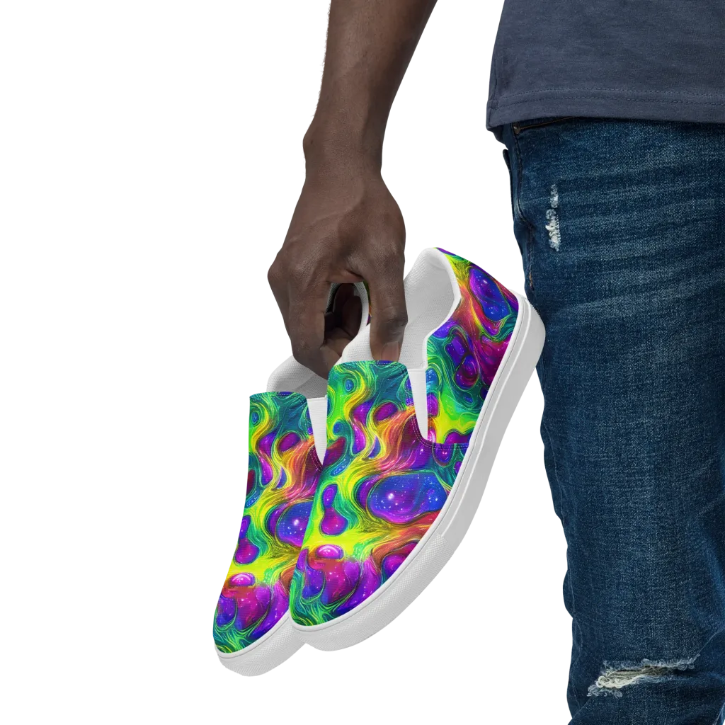 Radiant Ooze on Men's Slip-On Canvas Shoes — Left Front