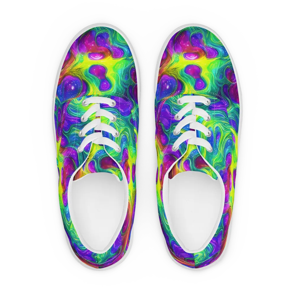 Radiant Ooze on Men's Lace-Up Canvas Shoes — Front