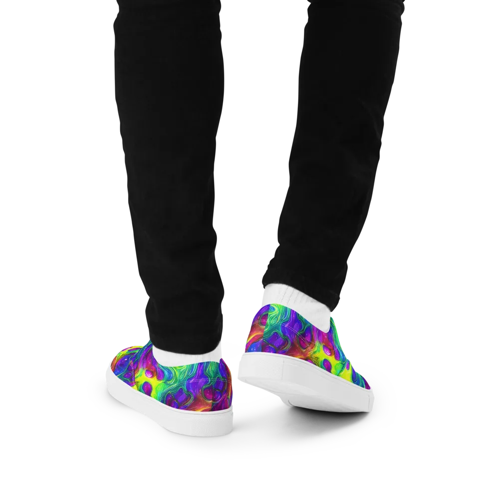 Radiant Ooze on Men's Lace-Up Canvas Shoes — Back