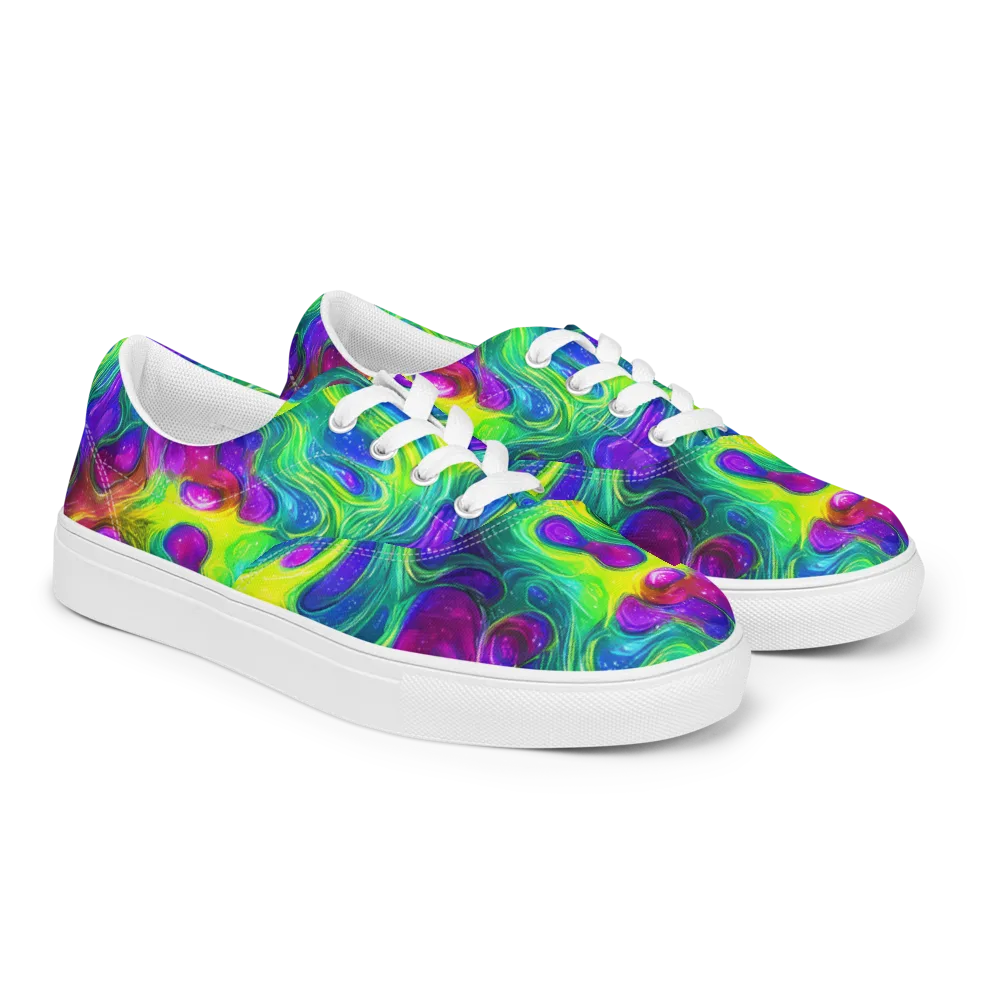 Radiant Ooze on Men's Lace-Up Canvas Shoes — Right Front