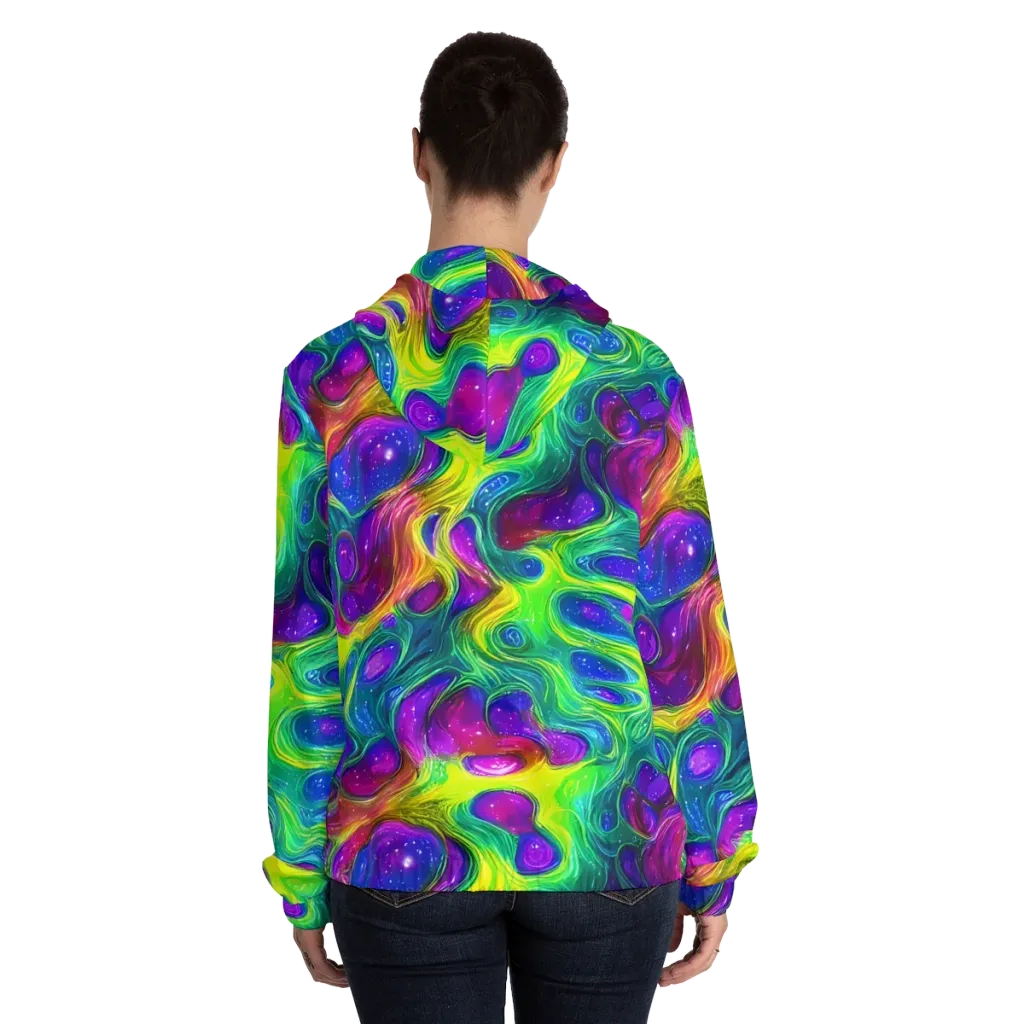 Radiant Ooze on Women's Full-Zip Hoodie — Back On Person