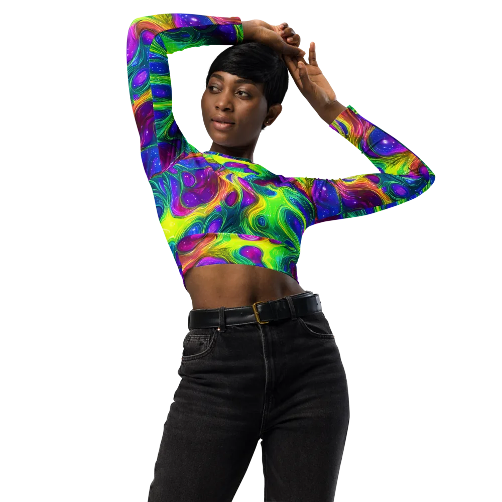 Radiant Ooze on Long Sleeve Crop Top — Front