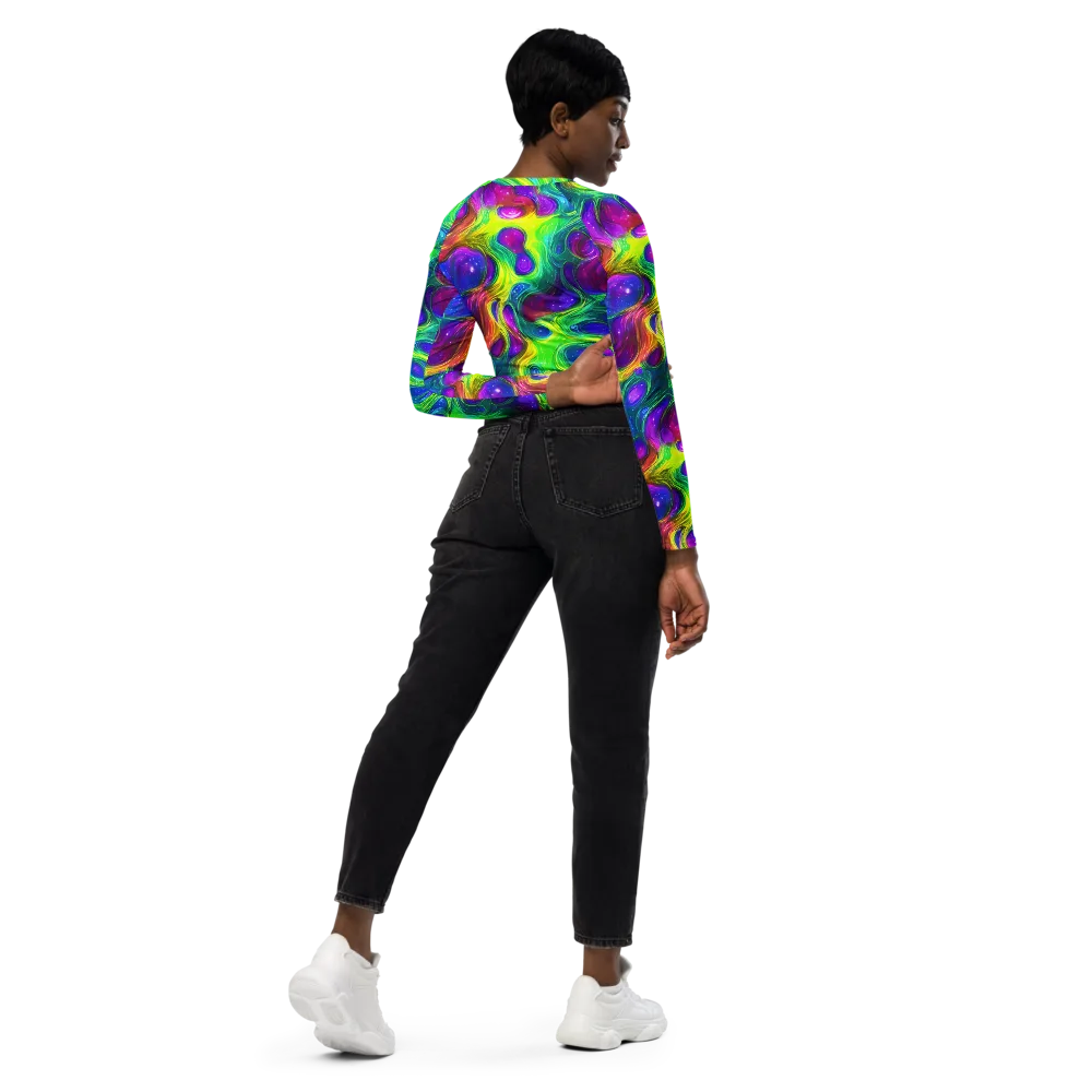 Radiant Ooze on Long Sleeve Crop Top — Right Back